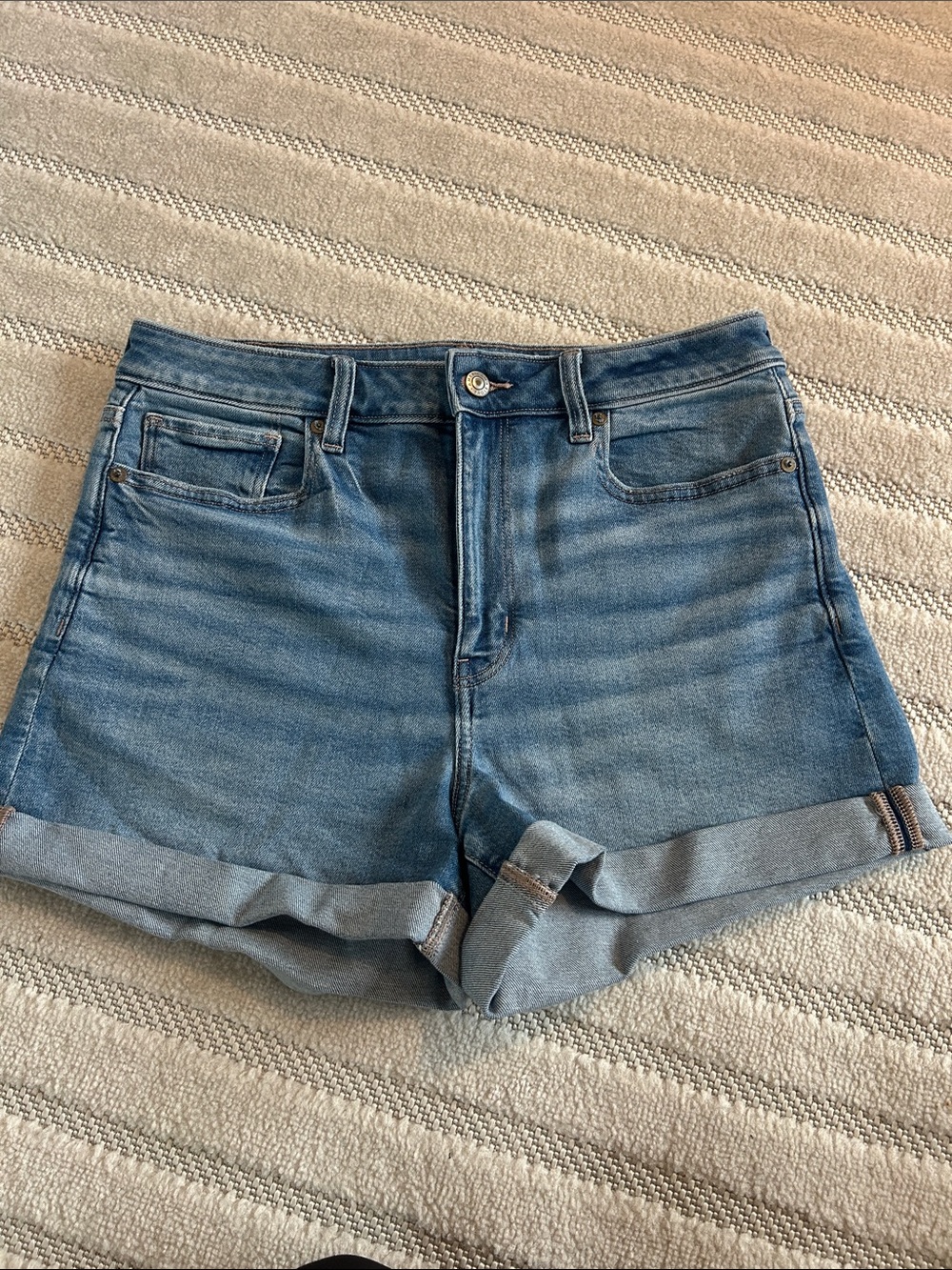 American Eagle Outfitters Light Blue Rolled Hem Denim Shorts